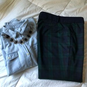 Loft black watch plaid ankle pants